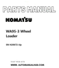 Komatsu WA95-3 Wheel Loader Parts Manual SN H20672-Up PDF
