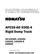 Komatsu AFE59-AD 930E-4 Rigid Dump Truck Parts Manual SN A30589, A30590, A30592, A30599 & A30600 - PDF 