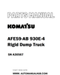 Komatsu AFE59-AB 930E-4 Rigid Dump Truck Parts Manual SN A30567 - PDF 