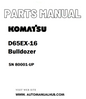 Komatsu D65EX-16 Bulldozer Parts Manual SN 80001-UP - PDF