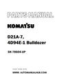 Komatsu D21A-7, 4D94E-1 Bulldozer Parts Manual SN 78604-UP - PDF 