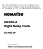 Komatsu HD785-3 Rigid Dump Truck Parts Manual SN 2001-UP - PDF