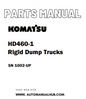 Komatsu HD460-1 Rigid Dump Trucks Parts Manual SN 1002-UP - PDF