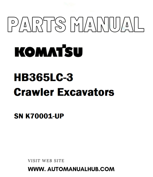 Komatsu HB365LC-3 Crawler Excavators Parts Manual SN K70001-UP - PDF