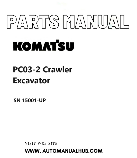 Komatsu PC03-2 Crawler Excavator Parts Manual SN 15001-UP PDF