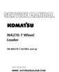 Komatsu WA270-7 Wheel Loader Service And Repair Manual SN WA270-7 A27001 and up PDF