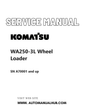Komatsu WA250-3L Wheel Loader Service And Repair Manual SN A70001 and up PDF