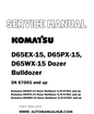 Komatsu D65EX-15, D65PX-15, D65WX-15 Dozer Bulldozer Service And Repair Manual SN 67001 and up - PDF