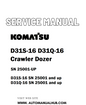 Komatsu D31S-16 D31Q-16 Crawler Dozer Service And Repair Manual SN 25001-UP - PDF