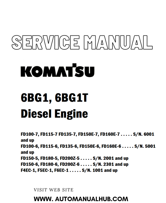 Komatsu 6BG1, 6BG1T Diesel Engine Service And Repair Manual - PDF