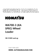 Komatsu WA700-3 (KA SPEC) Wheel Loader Service And Repair Manual SN 51005 and up PDF