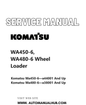 Komatsu WA450-6, WA480-6 Wheel Loader Service And Repair Manual SN A44001 and up, A38001 and up PDF