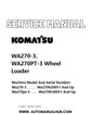 Komatsu WA270-3, WA270PT-3 Wheel Loader Service And Repair Manual PDF