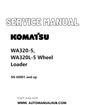 Komatsu WA320-5, WA320L-5 Wheel Loader Service And Repair Manual SN 60001 and up PDF