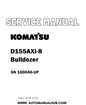 Komatsu D155AXi-8 Bulldozer Service And Repair Manual SN 100040-UP - PDF