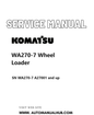 Komatsu WA270-7 Wheel Loader Service And Repair Manual SN WA270-7 A27001 and up PDF