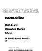 Komatsu D31E-20 Crawler Dozer Shop Service And Repair Manual SN 40087-42000, A40523-UP - PDF