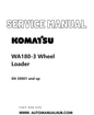 Komatsu WA180-3 Wheel Loader Service And Repair Manual SN 50001 and up PDF
