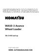 Komatsu WA50-3 Avance Wheel Loader Service And Repair Manual SN 21450 and up PDF