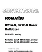 Komatsu D21A-8, D21P-8 Dozer Bulldozer Service And Repair Manual SN 83001 and up - PDF
