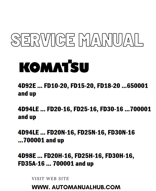 Komatsu 4D92E, 4D94LE, 4D98E Diesel Engine Service And Repair Manual (4D94E-BE3) - PDF