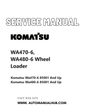 Komatsu WA470-6, WA480-6 Wheel Loader Service And Repair Manual SN 85001 and up PDF