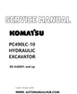 KOMATSU PC490LC-10 HYDRAULIC EXCAVATOR SERVICE AND REPAIR MANUAL SN A40001 and up PDF