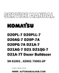 Komatsu D20PL-7 D20PLL-7 D20AG-7 D20P-7A D20PG-7A D21A-7 D21AG-7 D21 D21QG-7 D21A-7T Dozer Bulldozer Service And Repair Manual SN 61001 , 62001 75001-UP - PDF