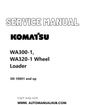 Komatsu WA300-1, WA320-1 Wheel Loader Service And Repair Manual SN 10001 and up PDF