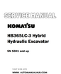 Komatsu HB365LC-3 Hybrid Hydraulic Excavator Service And Repair Manual SN 5001 and up - PDF