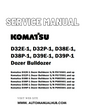 Komatsu D32E-1, D32P-1, D38E-1, D38P-1, D39E-1, D39P-1 Dozer Bulldozer Service And Repair Manual - PDF