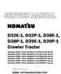 Komatsu D32E-1, D32P-1, D38E-1, D38P-1, D39E-1, D39P-1 Crawler Tractor Service And Repair Manual - PDF