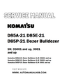 Komatsu D85A-21 D85E-21 D85P-21 Dozer Bulldozer Service And Repair Manual SN: 35001 and up, 3001 and up - PDF