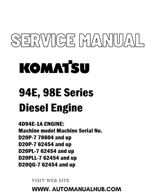 Komatsu 94E, 98E Series Diesel Engine Service And Repair Manual - PDF