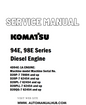 Komatsu 94E, 98E Series Diesel Engine Service And Repair Manual - PDF