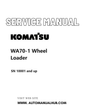 Komatsu WA70-1 Wheel Loader Service And Repair Manual SN 10001 and up PDF