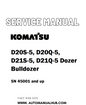Komatsu D20S-5, D20Q-5, D21S-5, D21Q-5 Dozer Bulldozer Service And Repair Manual SN 45001 and up - PDF