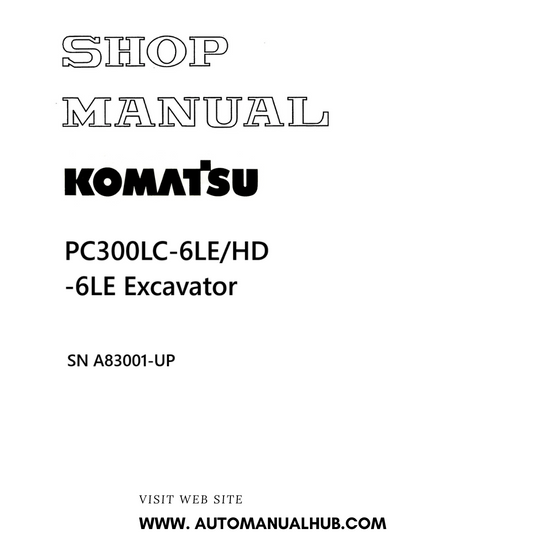 Komatsu PC300LC-6LE/HD-6LE Excavator Shop Manual SN A83001-UP PDF 