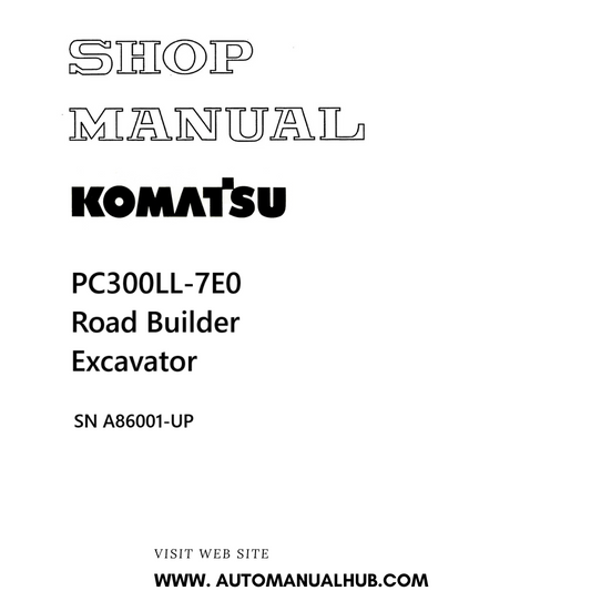 Komatsu PC300LL-7E0 Road Builder Excavator Shop Manual SN A86001-UP PDF 
