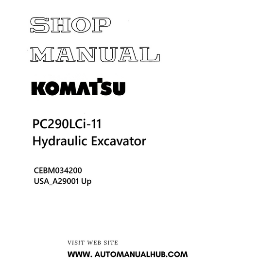 Komatsu PC290LCi-11 Hydraulic Excavator Shop Manual CEBM034200 (USA_A29001 Up PDF