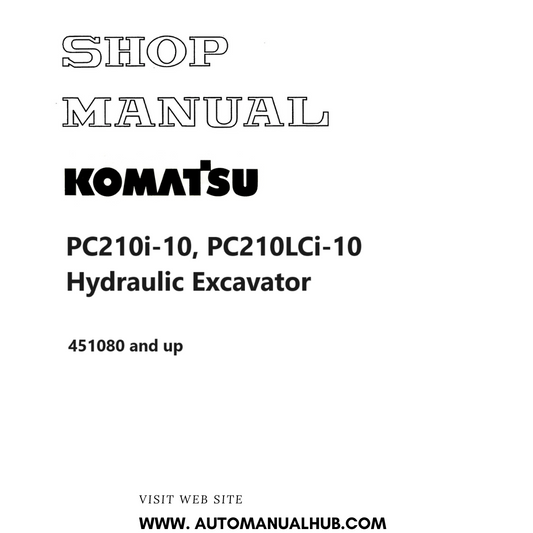 Komatsu PC210i-10, PC210LCi-10 Hydraulic Excavator Shop Manual 451080 and up PDF