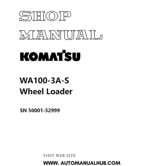 Komatsu WA100-3A-S Wheel Loader Shop Manual SN 50001-52999 PDF 