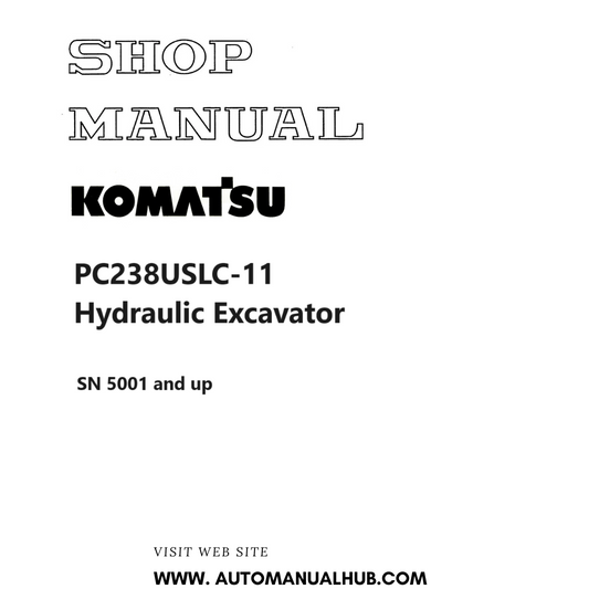 Komatsu PC238USLC-11 Hydraulic Excavator Shop Manual SN 5001 and up PDF