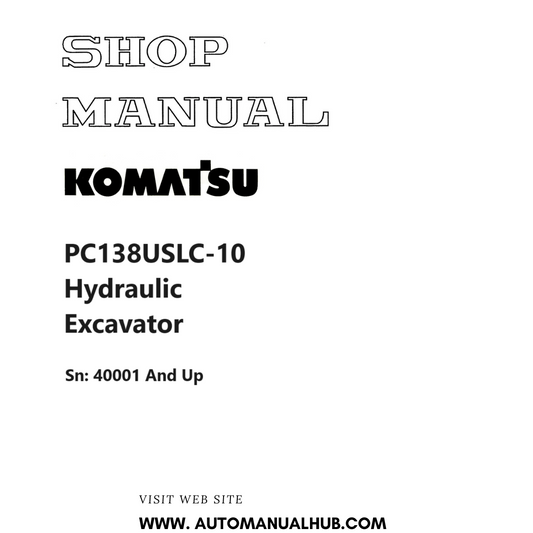 Komatsu PC138USLC-10 Hydraulic Excavator Shop Manual PDF