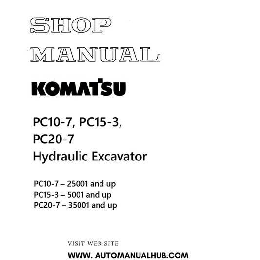 Komatsu PC10-7, PC15-3, PC20-7 Hydraulic Excavator Shop Manual PDF