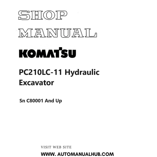 Komatsu PC210LC-11 Hydraulic Excavator Shop Manual PDF