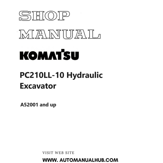 Komatsu PC210LL-10 Hydraulic Excavator Shop Manual A52001 and up PDF