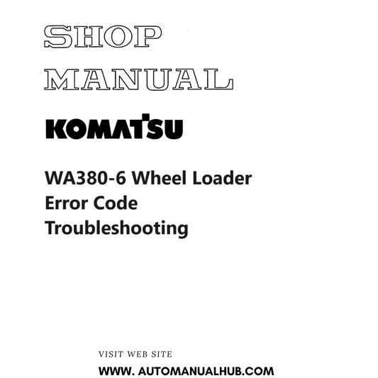 Komatsu WA380-6 Wheel Loader Error Code Troubleshooting Shop Manual PDF