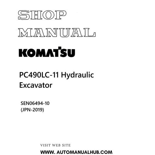 Komatsu PC490LC-11 Hydraulic Excavator Shop Manual SEN06494-10 (JPN-2019) PDF