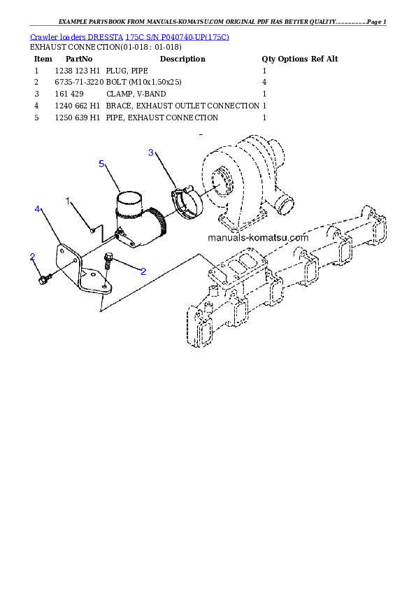 Komatsu 175C Crawler Loaders Parts Manual SN P040740-UP - PDF